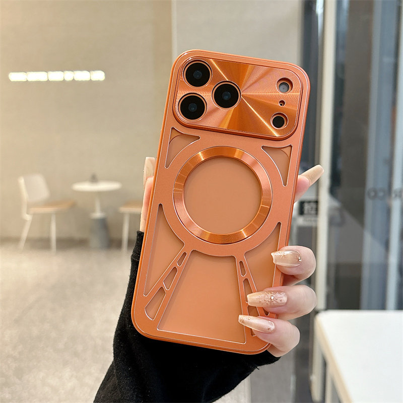 金属磁吸镂空散热iPhone17手机壳超薄透气苹果17Air保护套全包17Promax防摔带支架新品ip系列pm硅胶软边男女