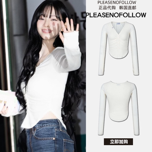 【韩国直邮】柳智敏申有娜同款PLEASENOFOLLOW纽扣V领修身上衣