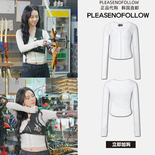 【韩国直邮】柳智敏同款PLEASENOFOLLOW褶皱钩扣修身上衣