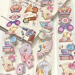 咕卡装 动漫风格 饰 白墨亮面 管家原创手帐账少女文具PET和纸胶带