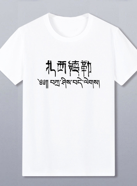 男女平安短袖 扎西德勒藏文藏语民族风藏走进西藏式夏季旅游t恤