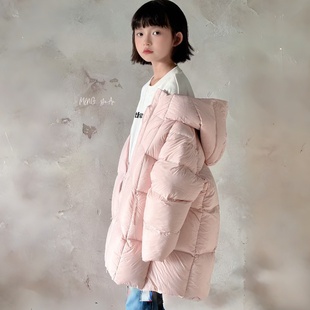 2025新款儿童羽绒服冬男女童中长款连帽云朵泡芙90白鸭绒保暖外套