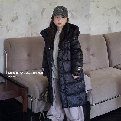 长款加厚男童女童黑金羽绒服儿童