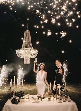 旅拍婚纱摄影道具户外夜景水晶灯婚庆铁艺吊灯装饰拍照欧式婚礼