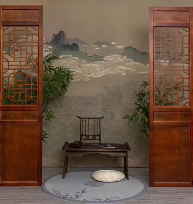 工笔画道具中式婚纱照摄影古装室内拍照背景木镂空屏风影楼中国风