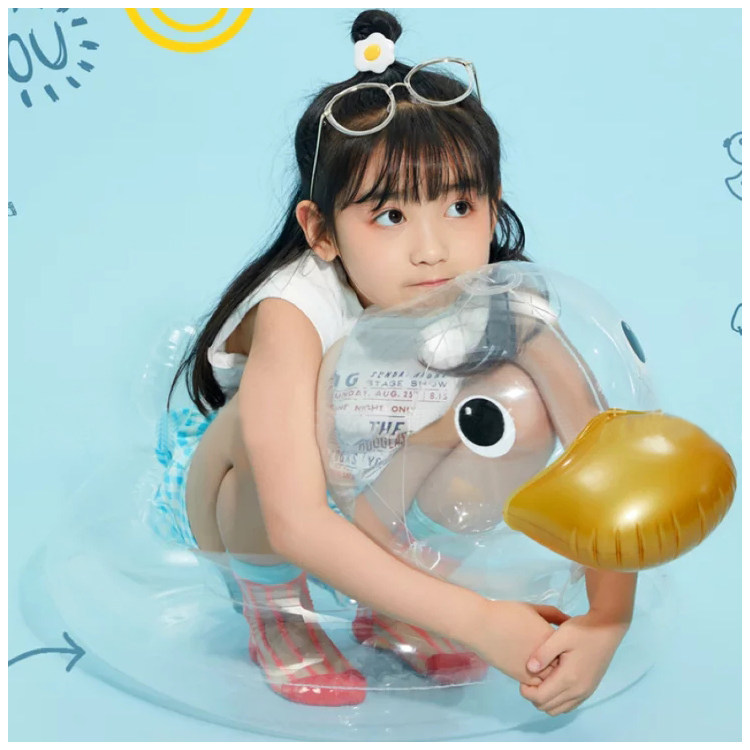 儿童拍照道具 网红宝宝充气透明小鸭子 游泳圈 影楼潮童写真摄影