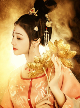 敦煌飞天手鼓古风道具莲花铃鼓汉服儿童手持拍照鼓飘带鼓舞蹈乐器