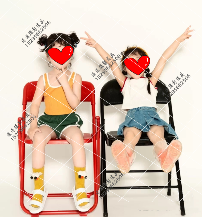 儿童拍照道具影楼创意ins宝宝摄影摆件椅子 室内写真亲子折叠凳子
