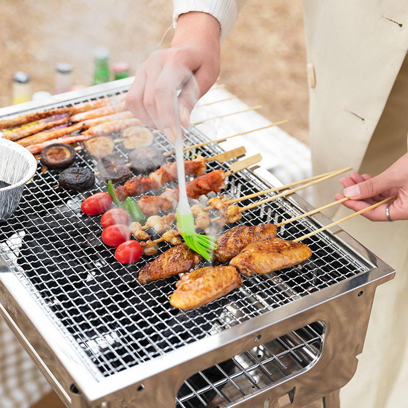 日式不锈钢升降烤网烧烤架户外可折叠烧烤炉家用木炭烤肉炉子工具