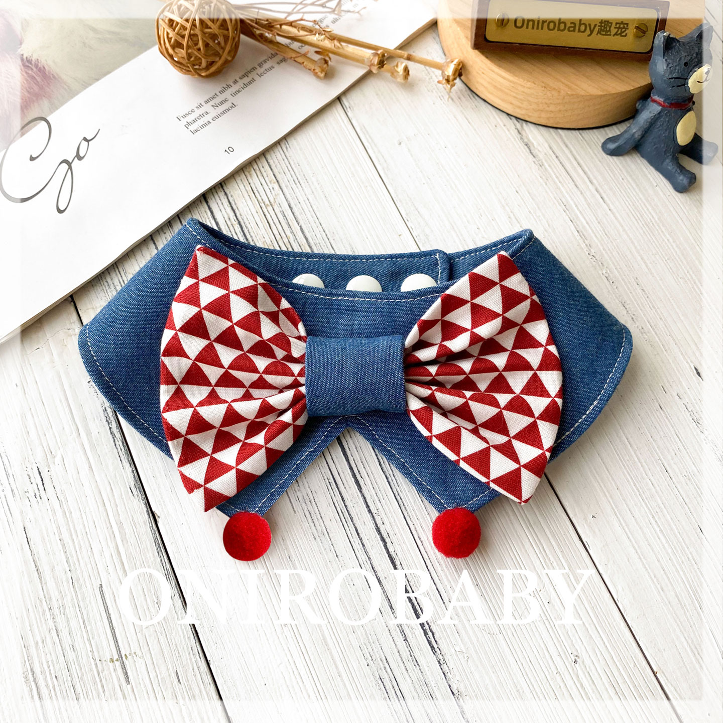 原创猫咪狗狗领结围脖围兜宠物口水巾围巾幼犬装饰小猫生日配饰