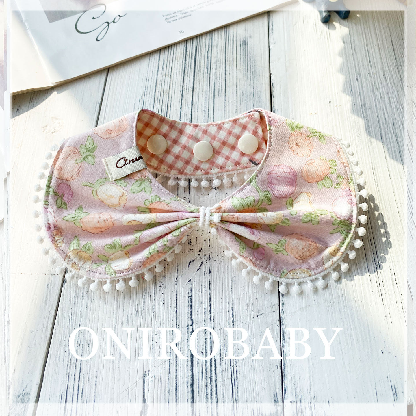 Onirobaby原创猫咪狗狗围脖围兜粉色碎花围巾小猫小狗生日装扮
