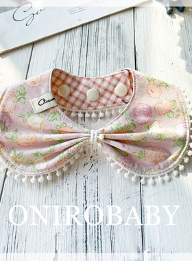Onirobaby原创猫咪狗狗围脖围兜粉色碎花围巾小猫小狗生日装扮