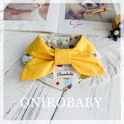 Onirobaby原创猫咪狗狗口水巾围脖宠物围兜牛仔可爱图案领结装饰