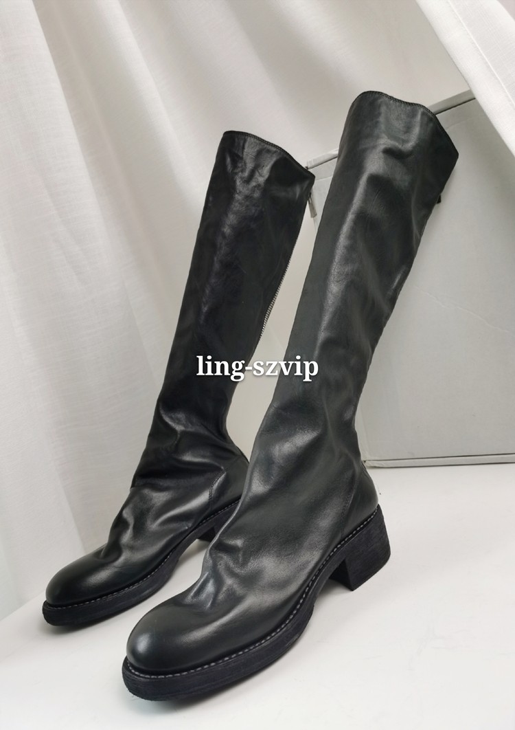固特异手工鞋 guidi 7910z马皮长靴 后拉链水洗做旧马丁靴高筒女