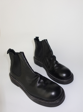 手工缝制  新款意式水洗做旧马丁靴  一脚蹬马皮切尔西短靴