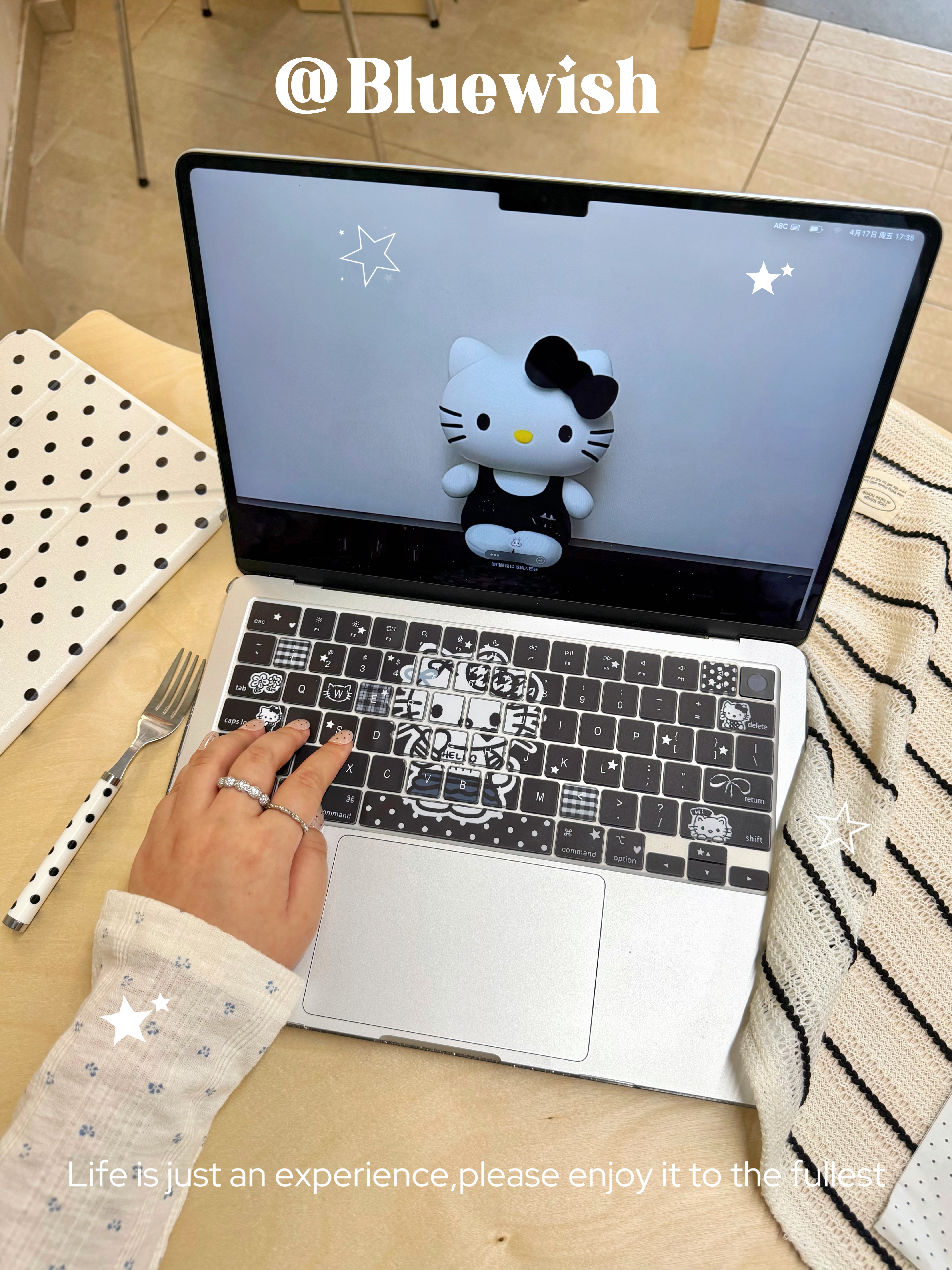 Bluewish《黑色kitty》苹果电脑键盘膜Macbookpro防水防污air1314