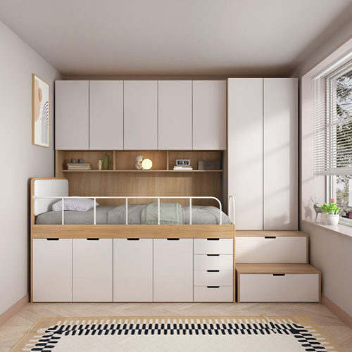 香港可发儿童半高床定制小户型卧室书架梯柜组合一体储物衣柜床