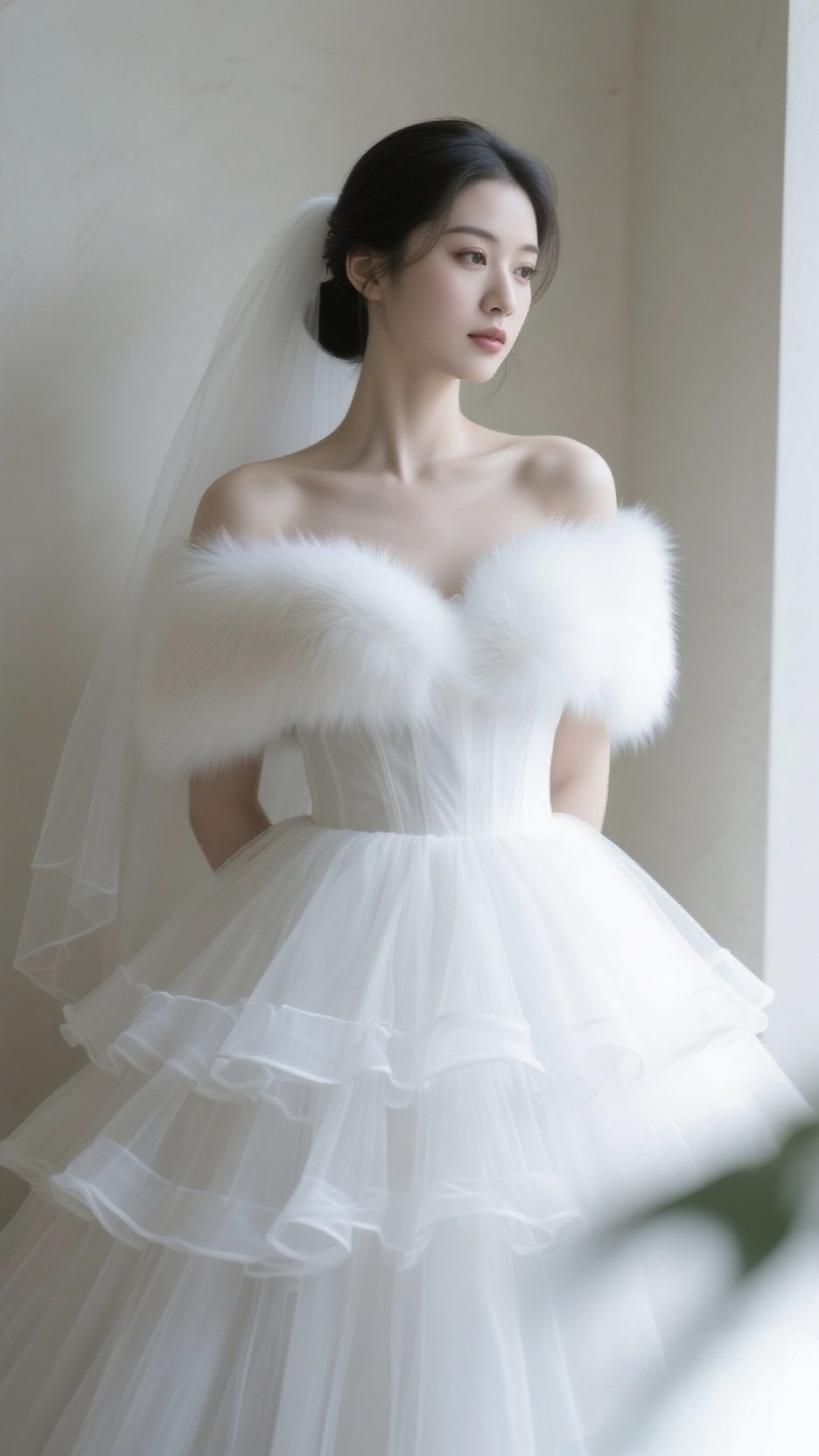 婚纱披肩冬季2025新款高档皮草结婚新娘礼服秀和服外搭斗篷披风厚