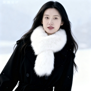 狐狸毛围巾仿毛皮草围巾女整皮秋冬长款保暖加厚毛毛围脖毛领子