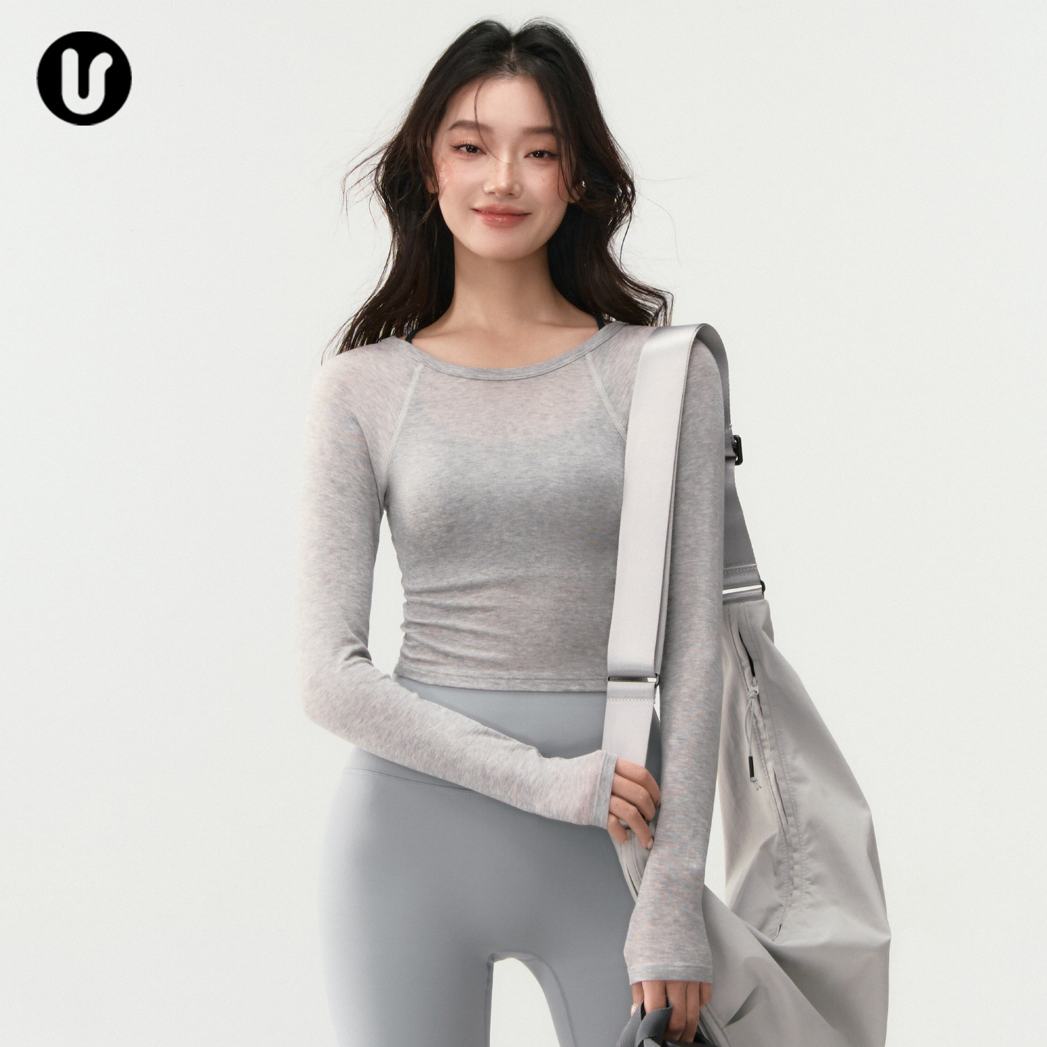 瑜伽服女士羊毛紧身跑步运动长袖普拉提训练服上衣短款健身服T恤