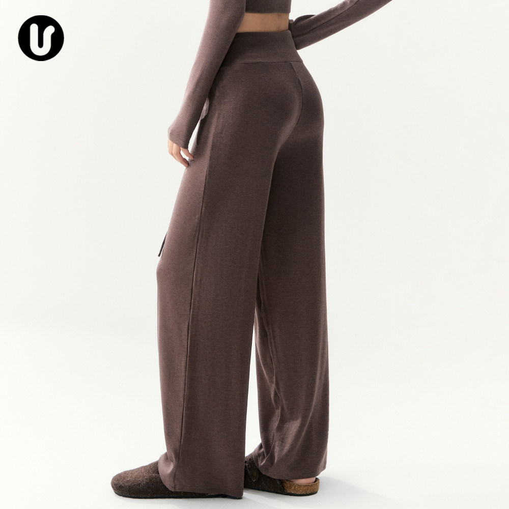 直筒瑜伽裤女冬宽松健身长裤跑步普拉提训练服休闲运动阔腿裤套装