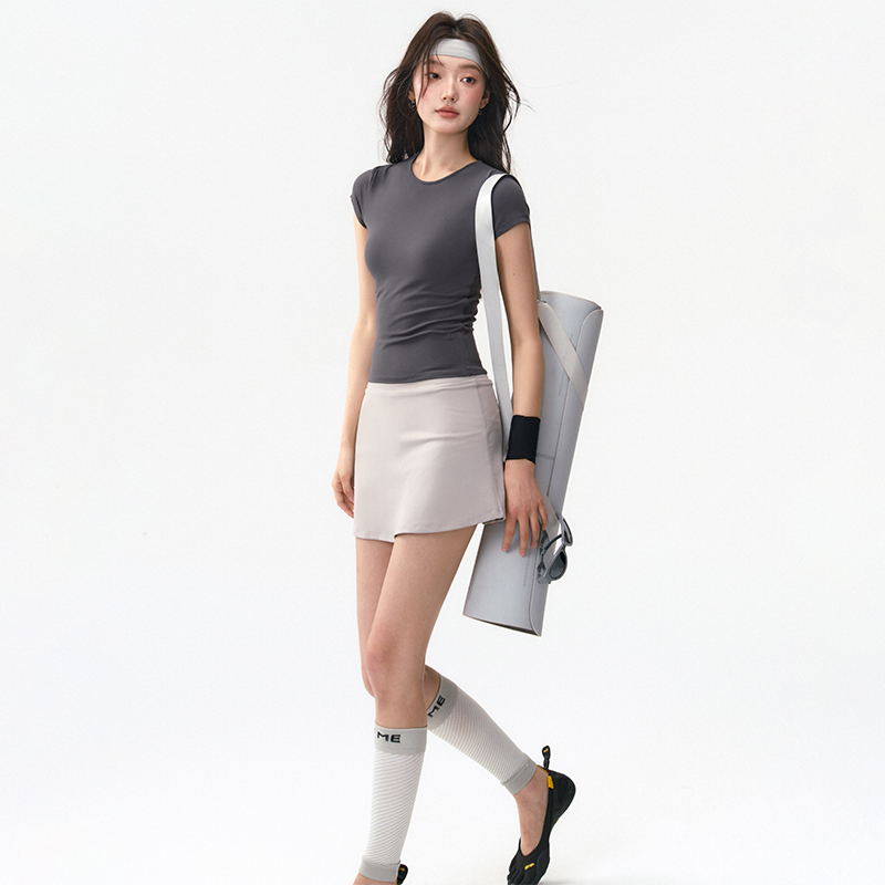 Graphite Gray Short Sleeve Top + Lunar Gray Mini Skirt[Main Image Bundle: Save $10 Instantly!]