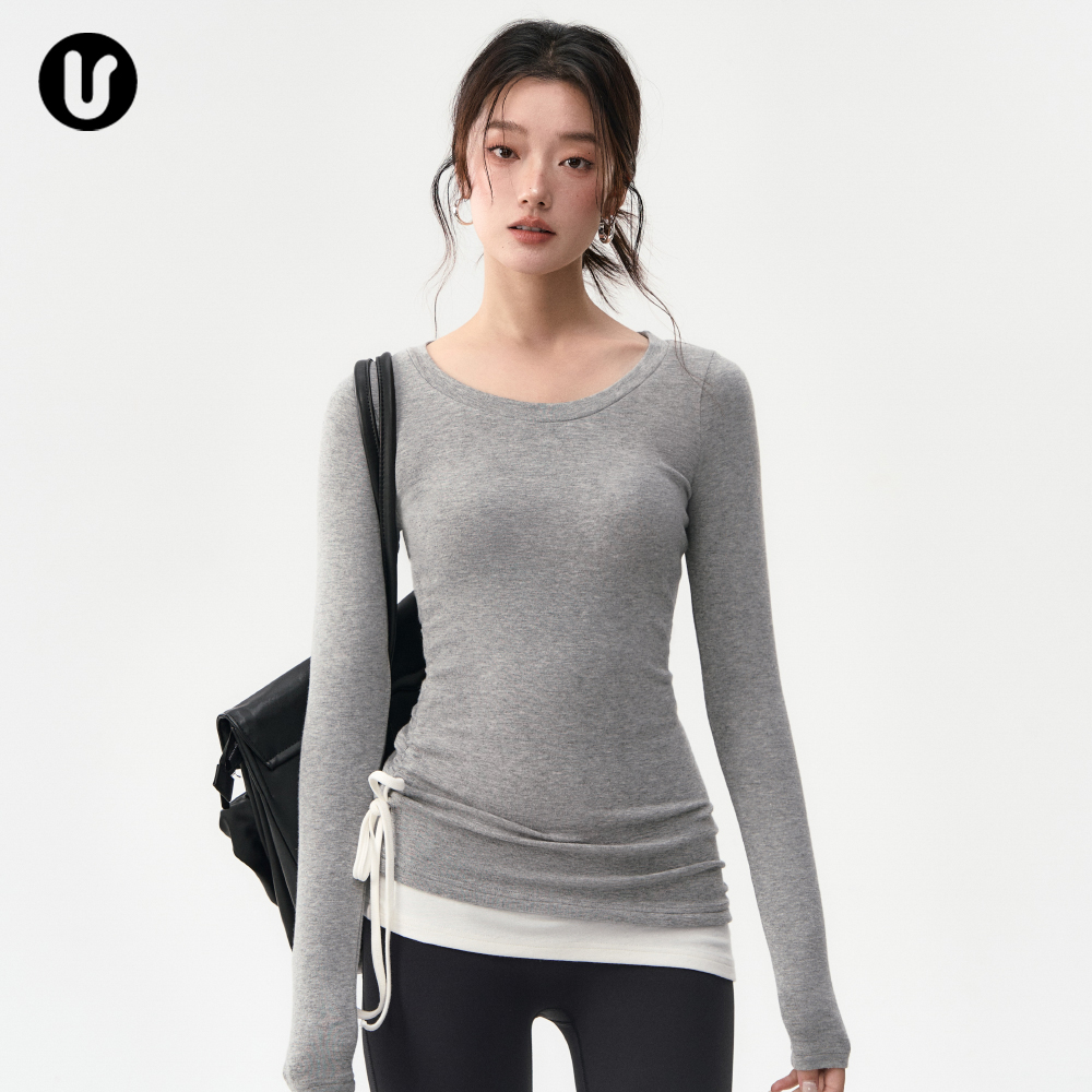 Umeko运动上衣撞色显瘦健身长袖