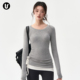 跑步普拉提训练服健身套装 秋冬瑜伽服上衣女圆领修身 灰色运动长袖