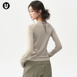 T恤天 季 瑜伽服女秋冬跑步运动上衣健身普拉提训练服套装 速干长袖