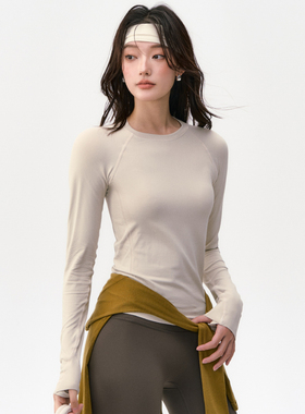 瑜伽服长袖女户外跑步训练速干运动上衣羽毛球服网球健身T恤套装