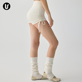 骑行普拉提训练健身服上衣套装 抽绳运动短裤 女提臀蜜桃瑜伽三分裤