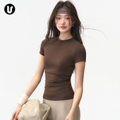 服上衣 速干紧身瑜伽t恤跑步普拉提训练服健身套装 运动短袖 女新款