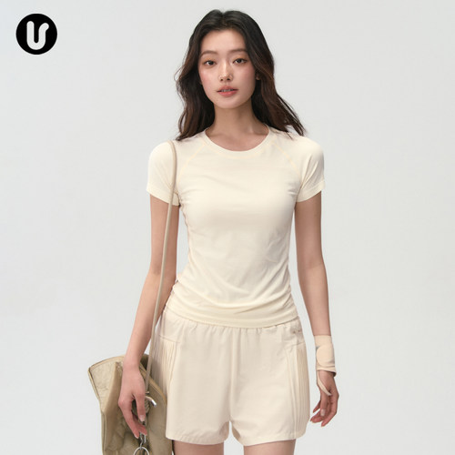 运动短袖女夏季修身速干跑步瑜伽服上衣套装普拉提训练服健身t恤