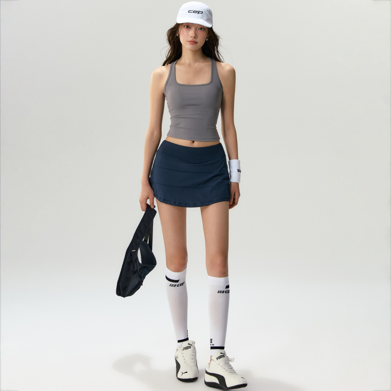 Free Gray Vest + Deep Sea Blue Skirt[Save 10 Yuan on the Set]