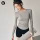 春紧身跑步训练灰色运动上衣速干健身普拉提套装 瑜伽服长袖 女新款
