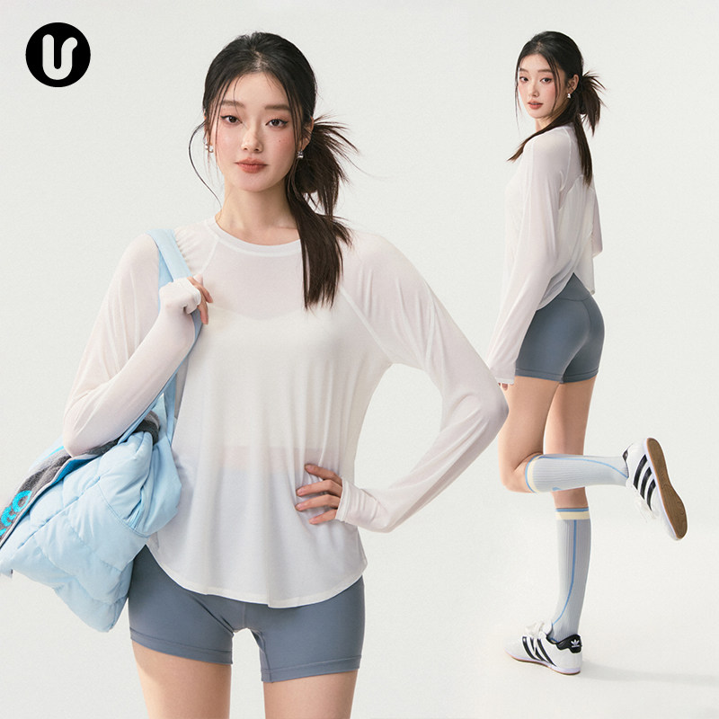 运动T恤女春夏季新款宽松透气速干瑜伽服健身上衣普拉提长袖罩衫