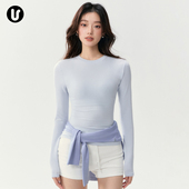 外穿跑步T恤普拉提训练健身服 圆领瑜伽服长袖 运动上衣女新款 修身