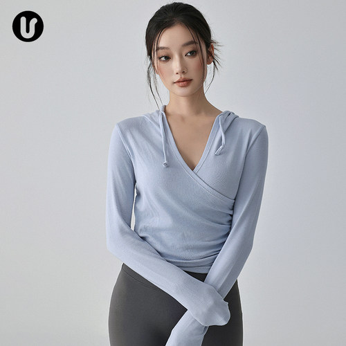 瑜伽服V领秋冬新款运动健身长袖