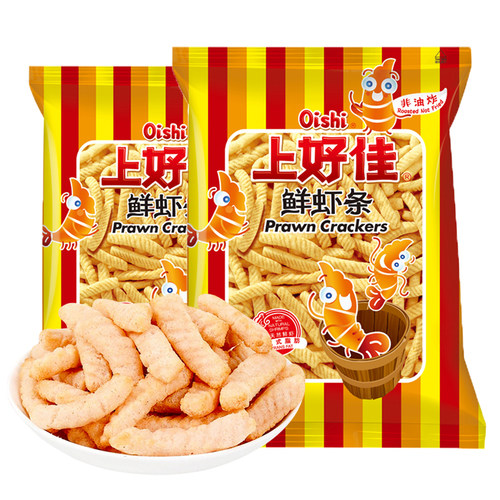 上好佳鲜虾条80g经典怀旧童年脆香办公聚会膨化休闲解馋小吃零食