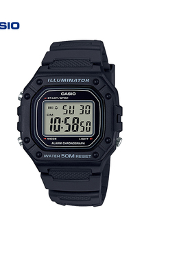 卡西欧官方旗舰店W-218H户外跑步运动多功能学生骑行手表登山