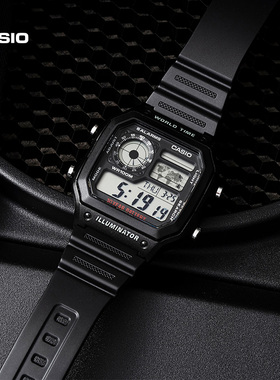 casio卡西欧旗舰店AE-1200WHB学生小方块男女款电子手表官方