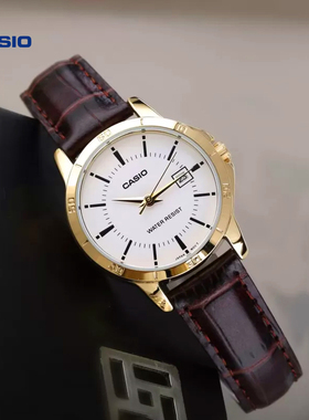 卡西欧旗舰店MTP-V005L防水休闲石英考试专用手表男官网官方正品