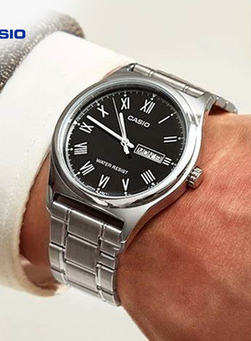 卡西欧旗舰店MTP-V005L防水休闲石英考试专用手表男官网官方正品