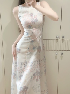 原创「云深」棉麻修身高腰背心裙a字民族风高级感设计感长裙