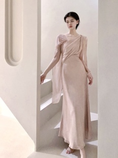 轻盈款 立体剪裁 长裙 款 面料 希腊女神修身