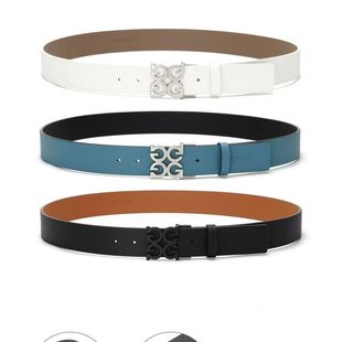 男士 高尔夫腰带柔软粒面小牛皮金属扣皮带2025新款