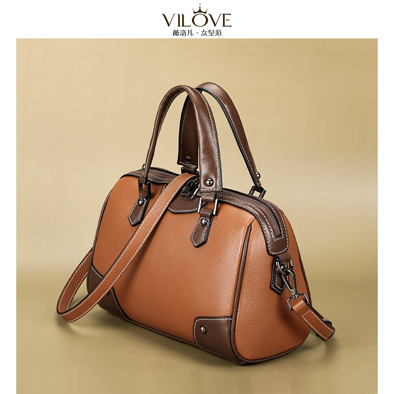真皮女包2021秋冬新款大容量手提包包质感单肩斜挎包时尚波士顿包
