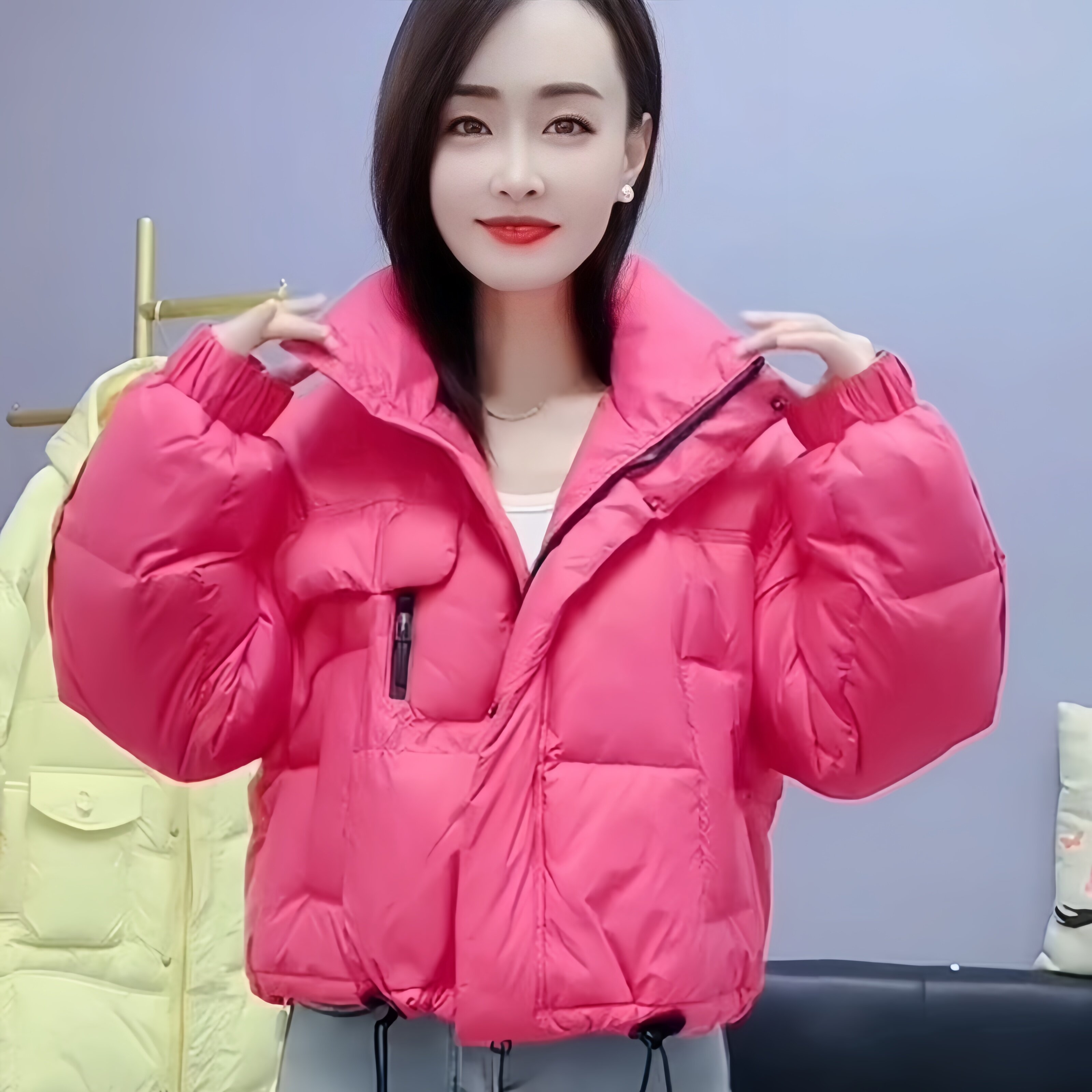 冬季女装2025新款韩版宽松减龄短款羽绒棉服简约加厚小个子面包服