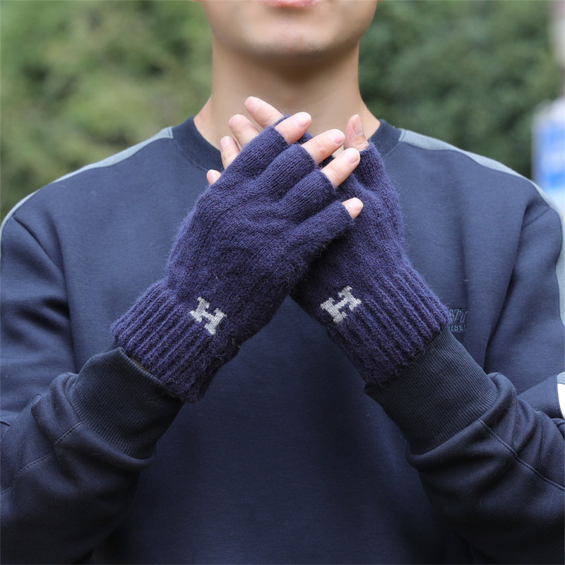 半指手套男士冬天保暖加绒加厚针织毛线露指学生写字骑行秋冬季男,服饰配件/皮带/帽子/围巾,手套,淘宝优惠券,粉丝福利购,淘宝优惠卷