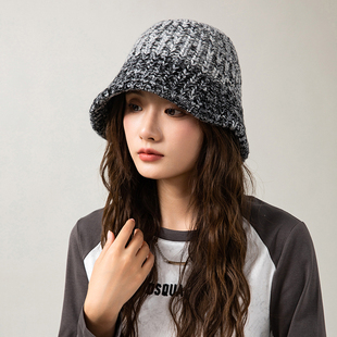 韩国东大门ins风帽子百搭小众设计气质灰色针织帽纯羊毛毛线帽